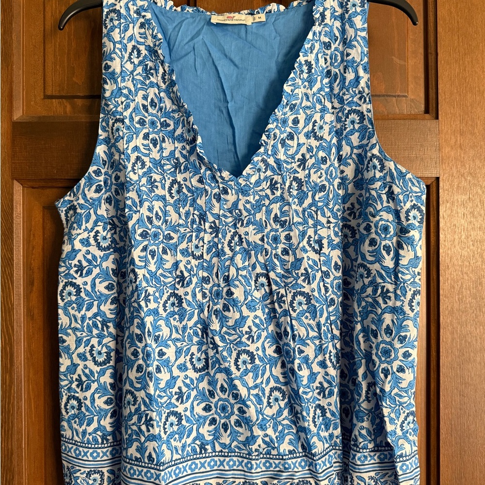 Vineyard Vines Blue and White Floral Blouse